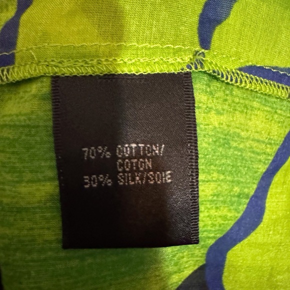 Lafayette 148 New York Size 6 Green Mod Beaded Floral Tunic Top Vacation Beach - Picture 7 of 8